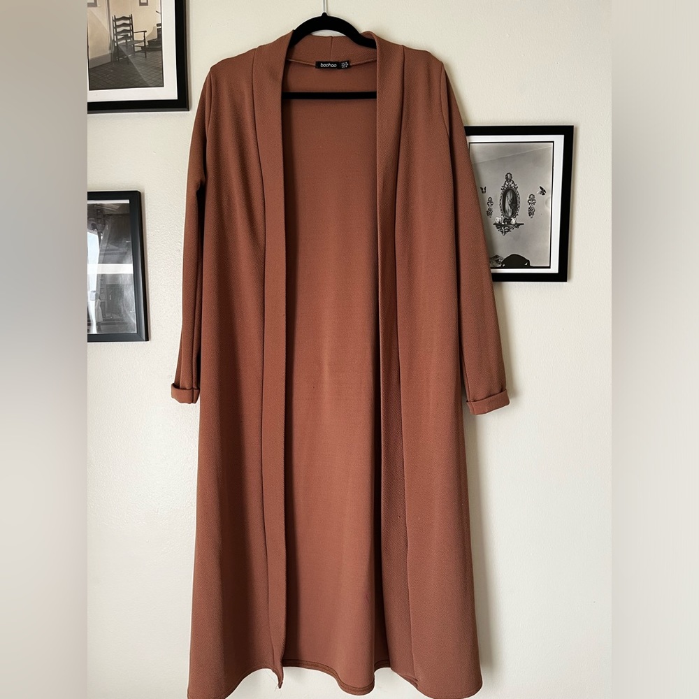 Boohoo Brown Duster Long Cardigan